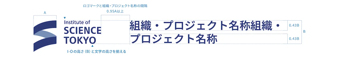 ロゴマーク展開形組織プロジェクト名称２行組併記基準