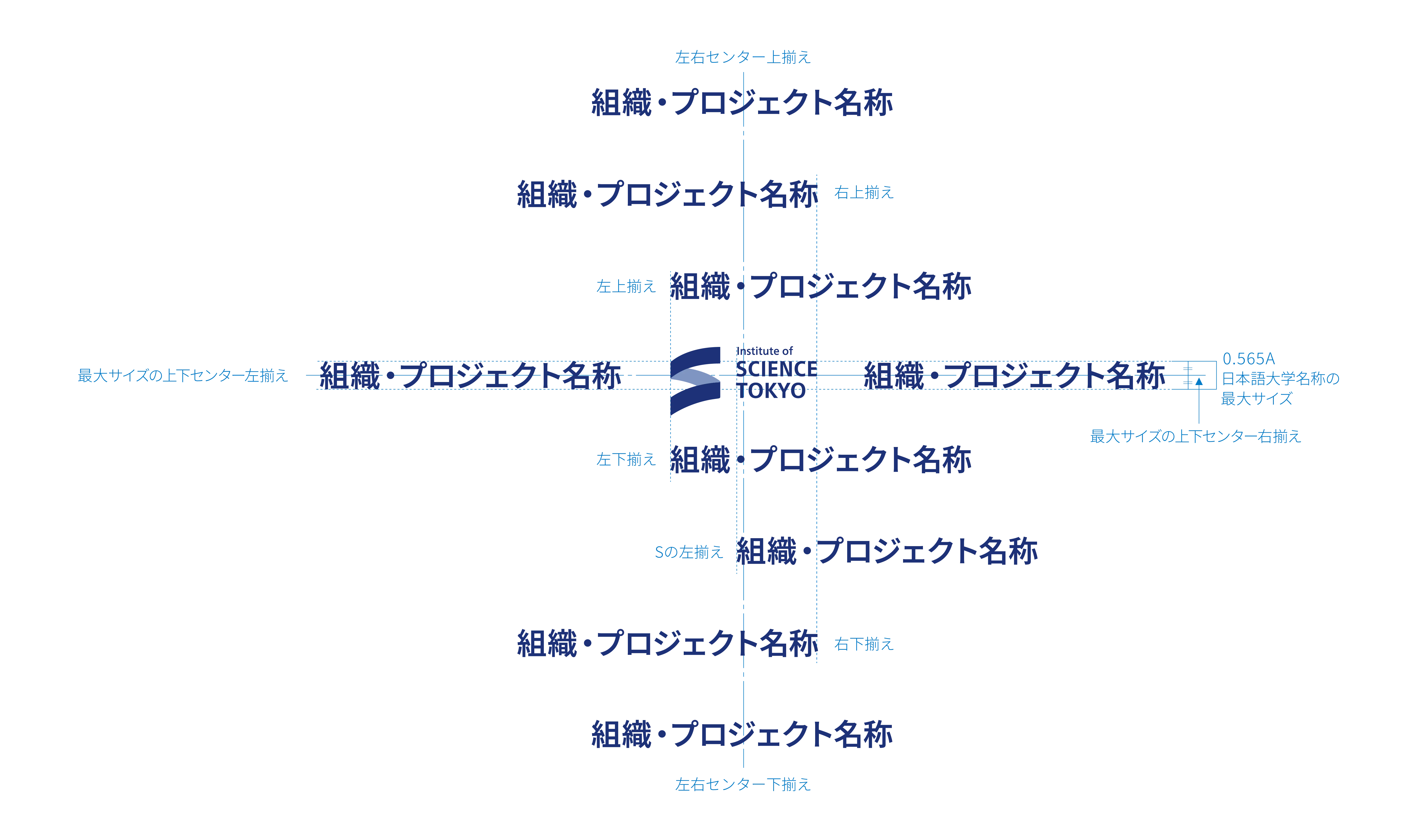 ロゴマーク展開形組織プロジェクト名称併記パターン併記位置