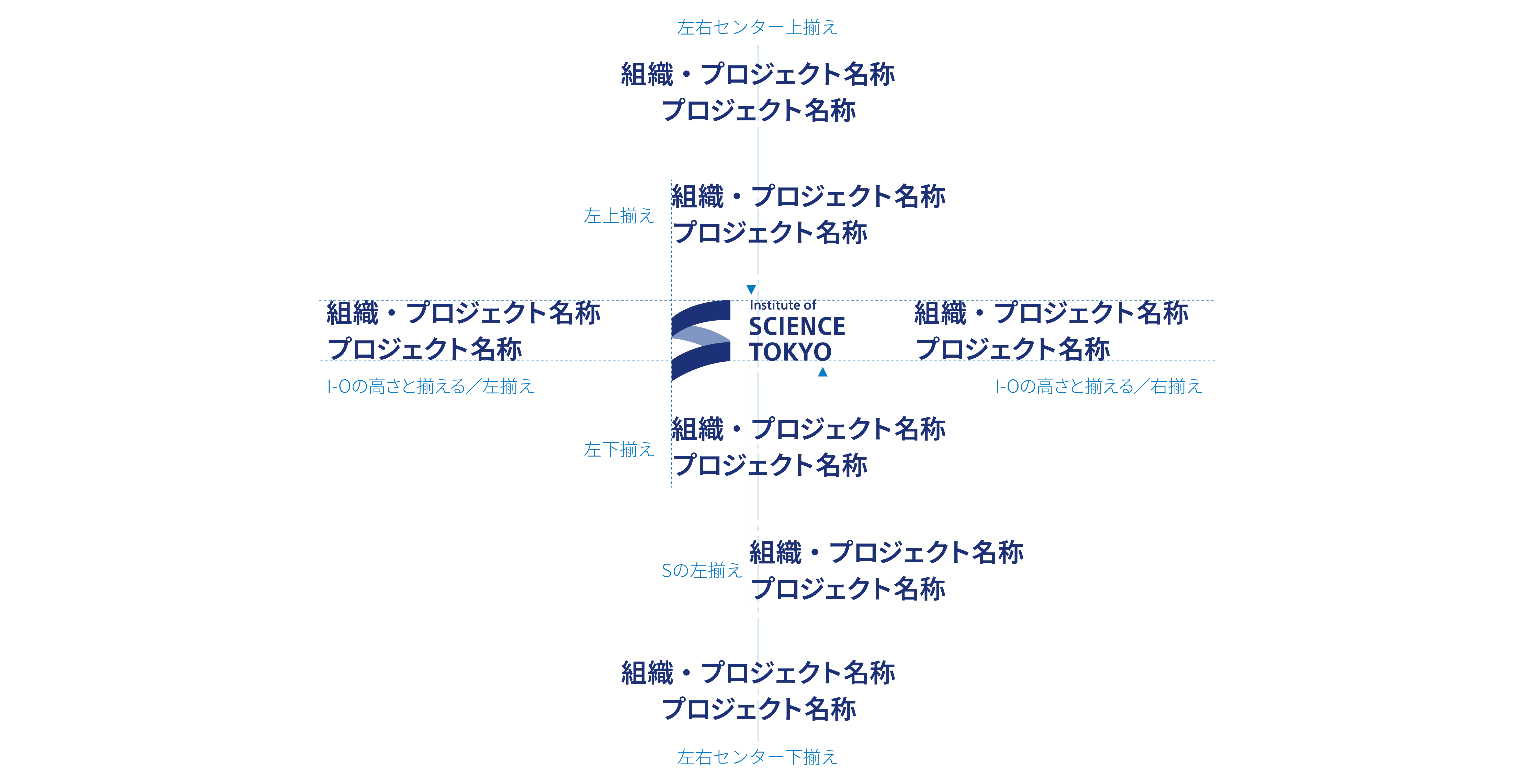 ロゴマーク展開形組織プロジェクト名称２行組併記パターン併記位置